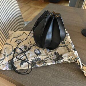 Ulla Johnson Lotus Flower Pochette-Noir Crossbody Purse, Black